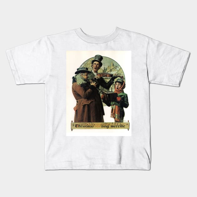 Norman Rockwell Christmas Trio 1923 Portrait Kids T-Shirt by Oldetimemercan